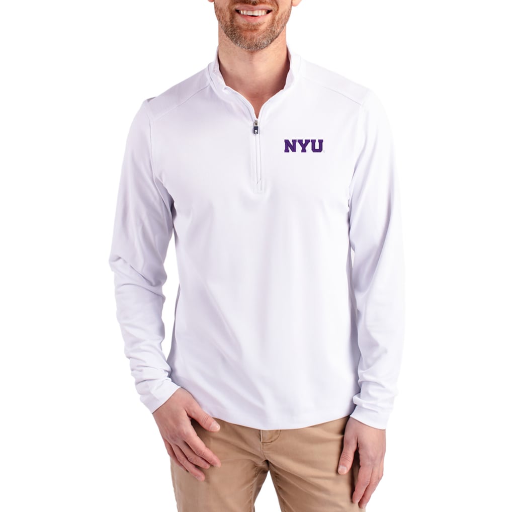  NYU Violets Cutter & Buck Virtue DryTec Quarter-Zip Pullover - White